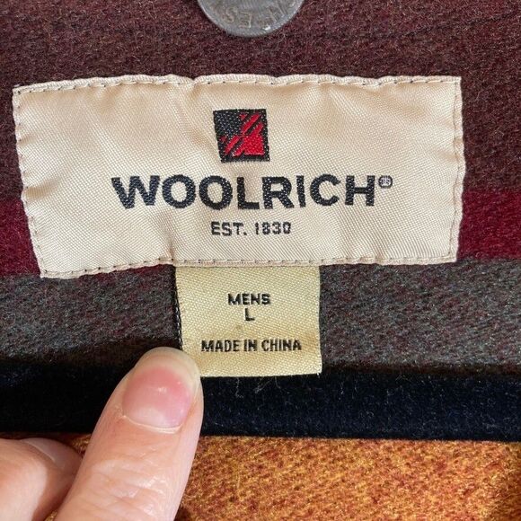 Woolrich Jacket Liner Men Large Striped Interior Wool Quilted Sleeves Button In‎ - Picture 2 of 8
